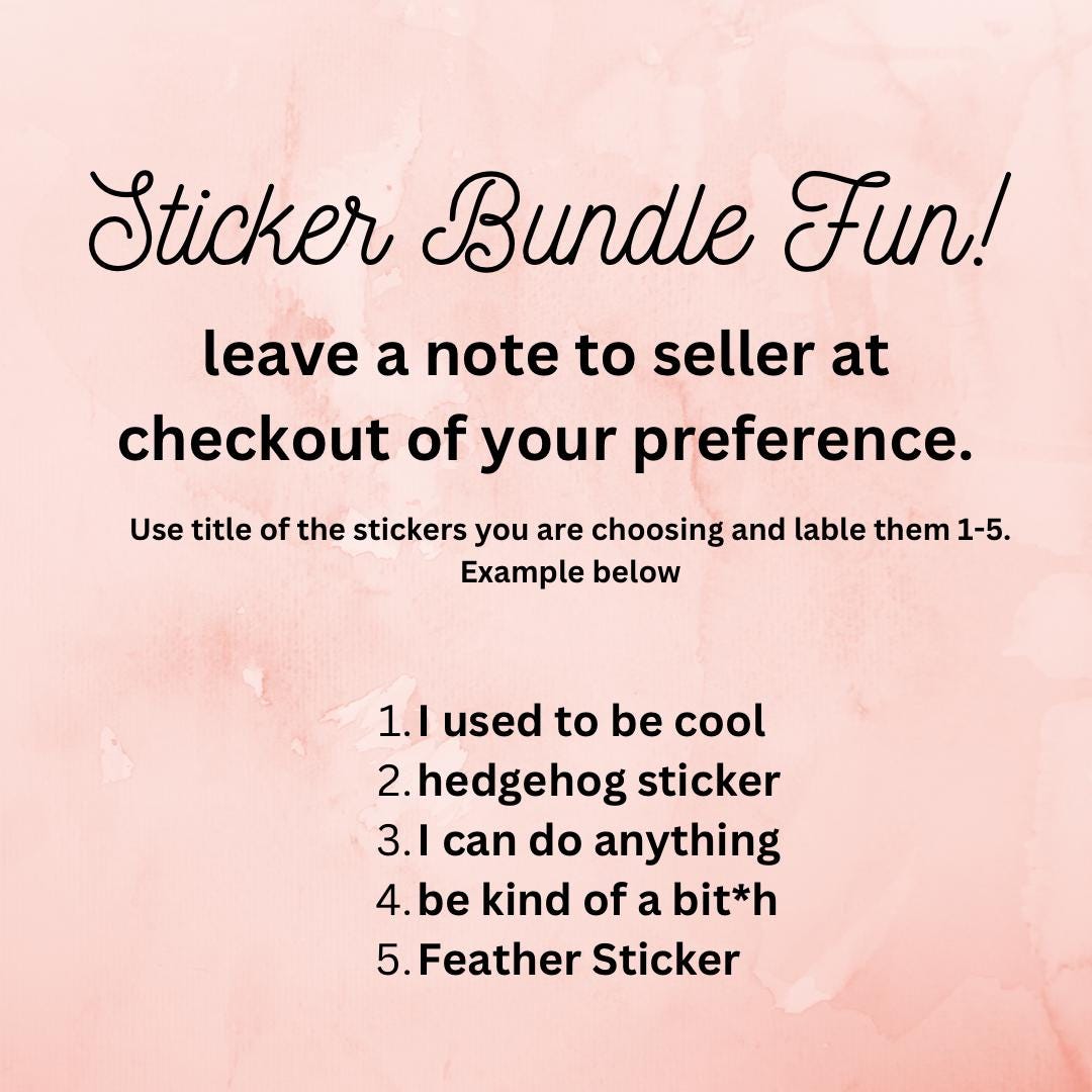Custom Sticker Bundle Set of 5 Waterproof Vinyl Stickers personalized gift choose your own stickers mix and match gift waterbottle stickers