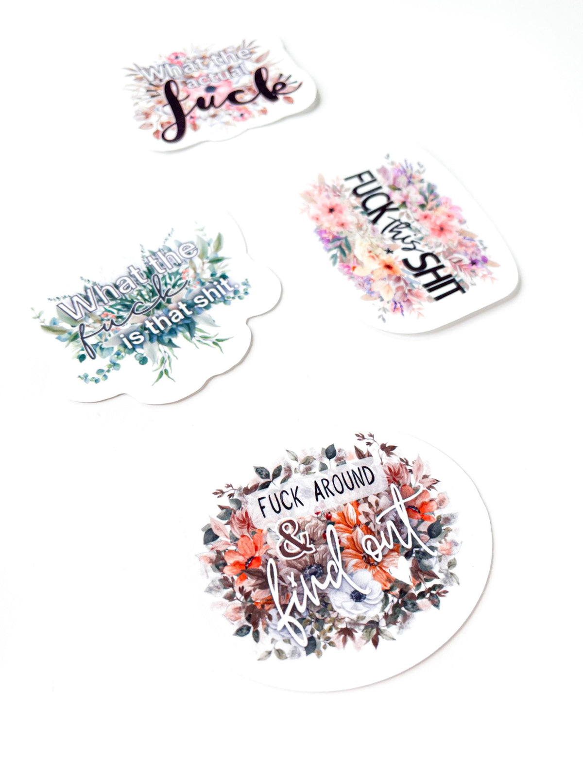 Floral Profanity Sticker Set | 4 Vinyl Decals