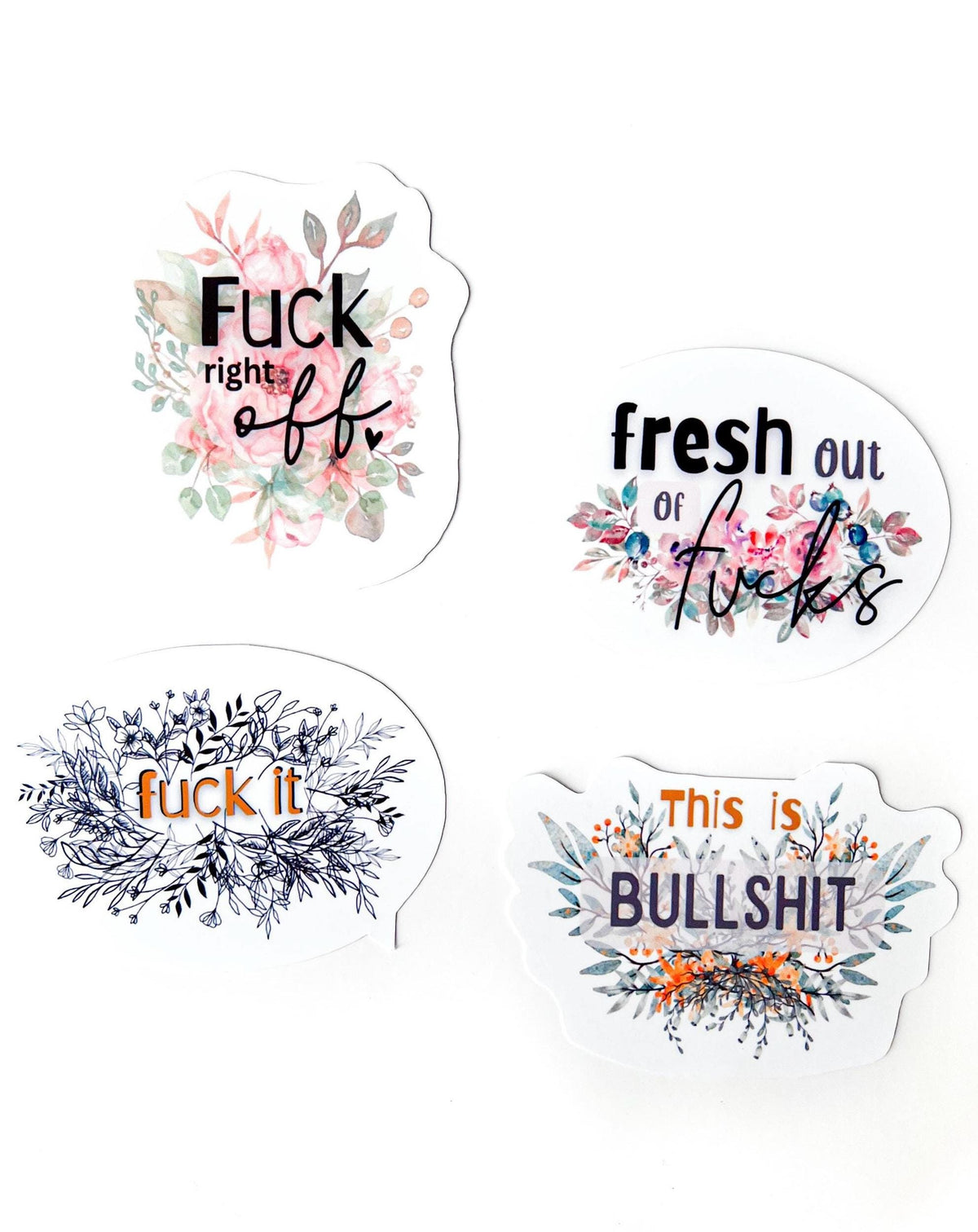 Floral Profanity Sticker Pack | 4 Vinyl Decals