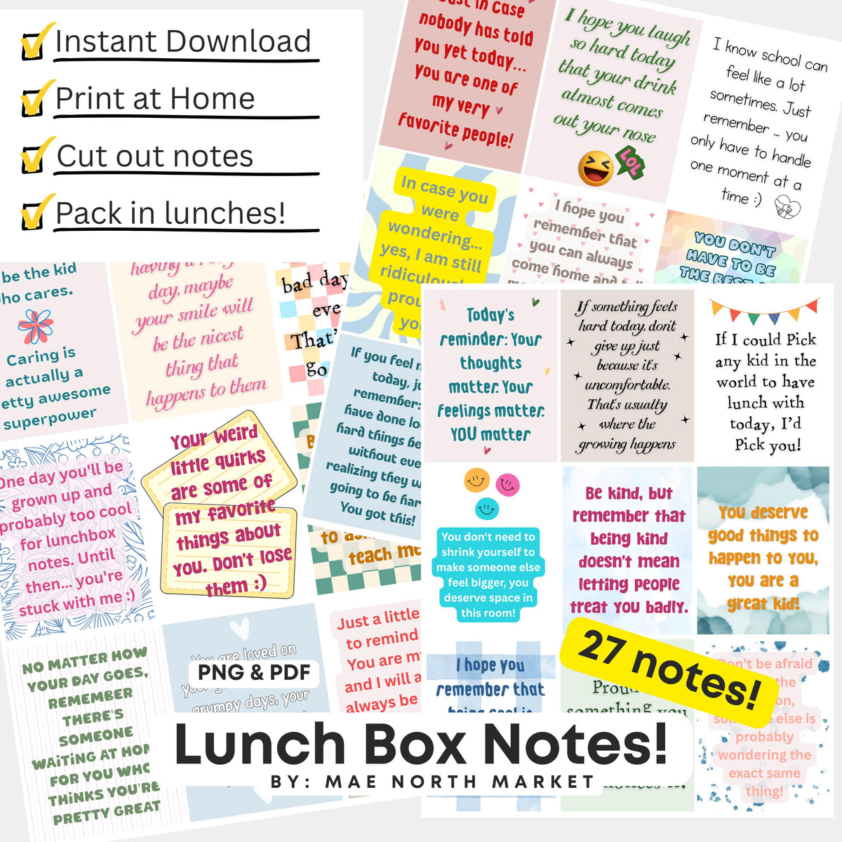 Printable Lunch Box Notes for Kids | 27 Designs