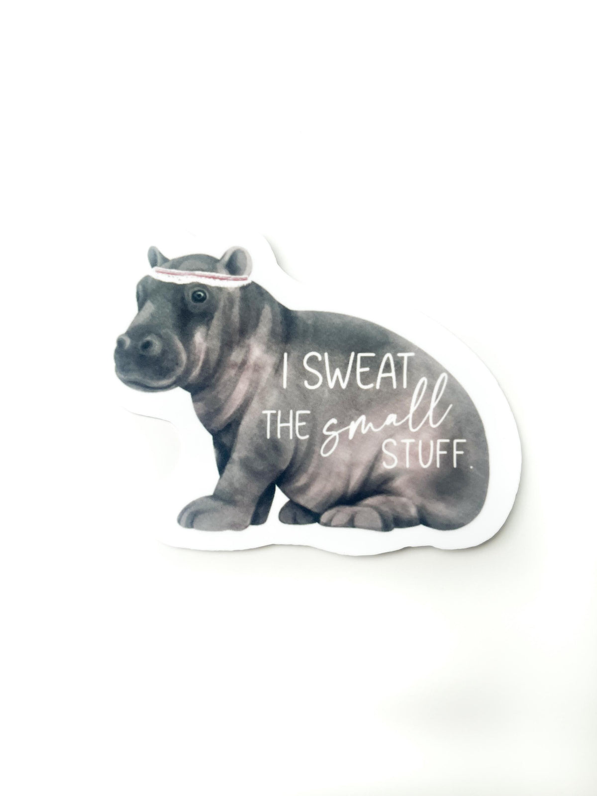 I Sweat the Small Stuff Hippo Vinyl Sticker