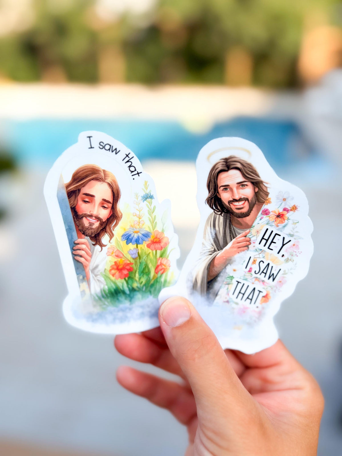 Jesus I Saw That Sticker | Leather Finish Vinyl Decal Laptops, Water Bottle stickers guys