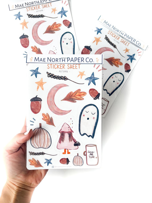 Cozy Fall Sticker sheet: Vinyl Planner Stickers autum art stickers scrapbook junk journal