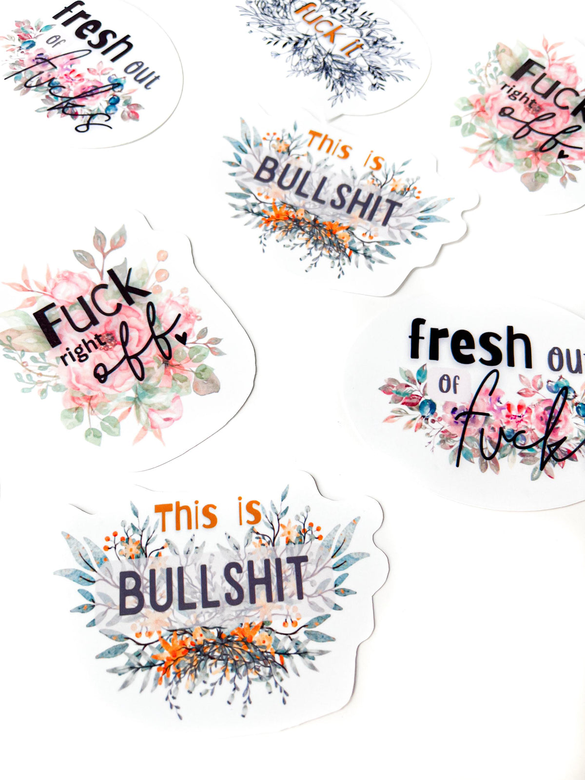 Floral Profanity Sticker Pack | 4 Vinyl Decals