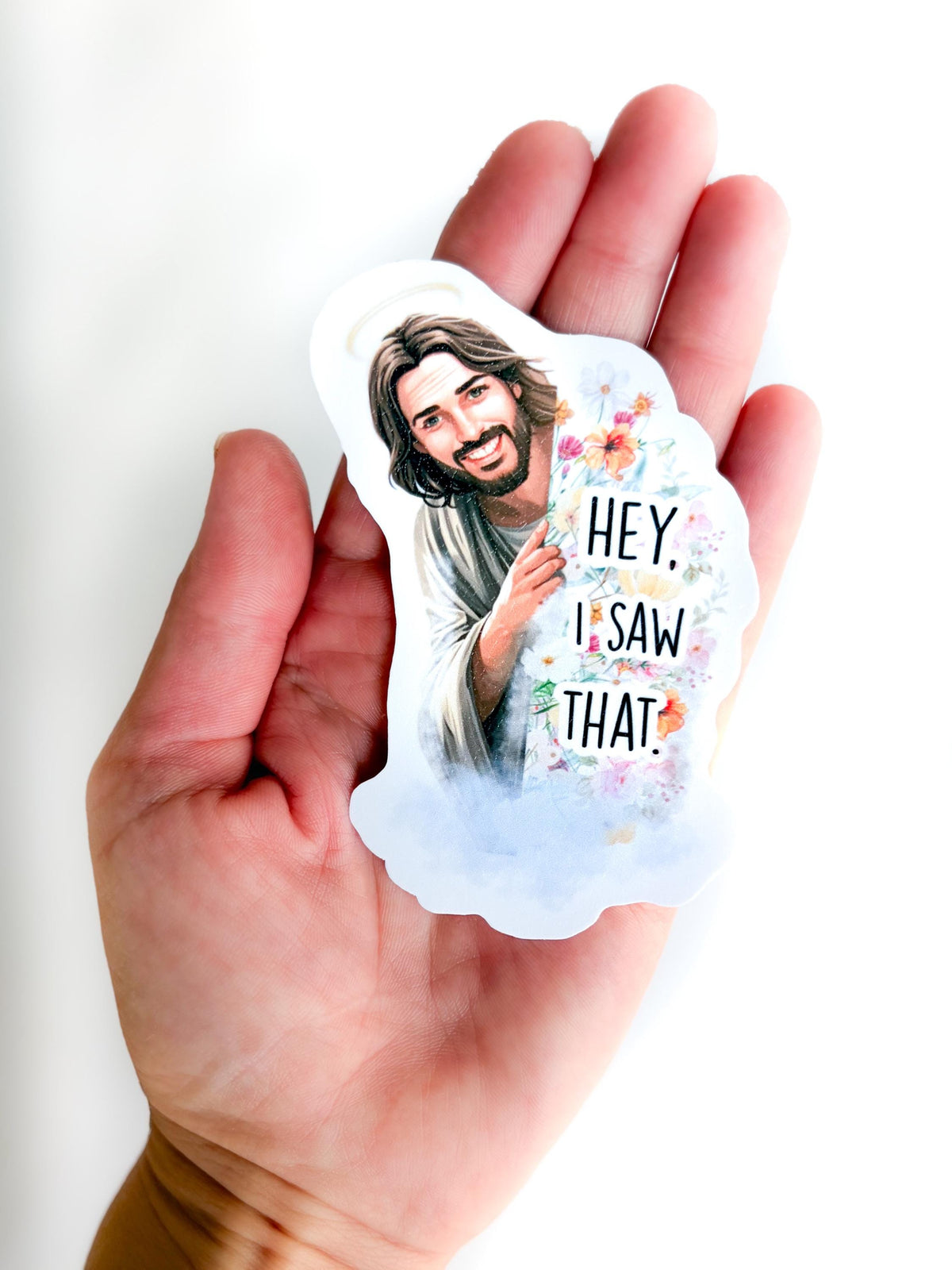 Jesus I Saw That Sticker | Leather Finish Vinyl Decal Laptops, Water Bottle stickers guys