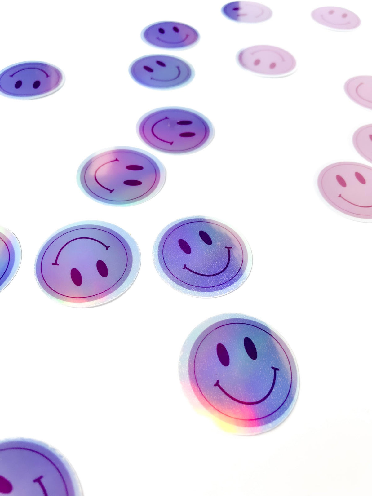 Holographic Smiley Face Sticker Set, Waterproof Vinyl Decals