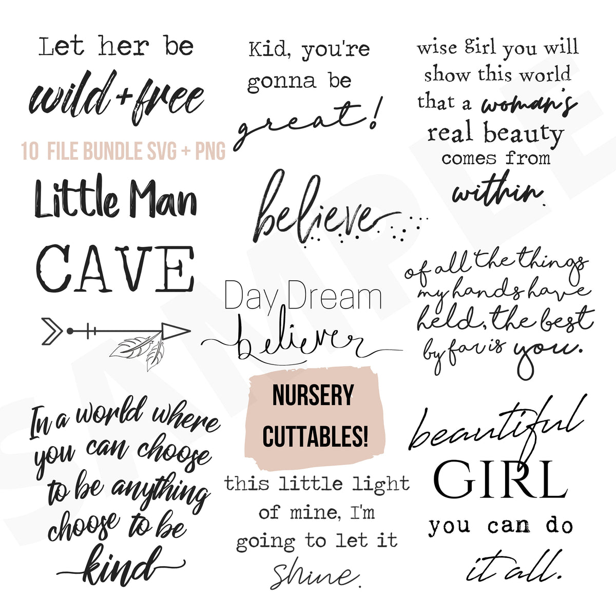Nursery bundle svg baby decor cut file stencil for cricut Download Digital file nursery SVG files wall art PNG new baby room designs