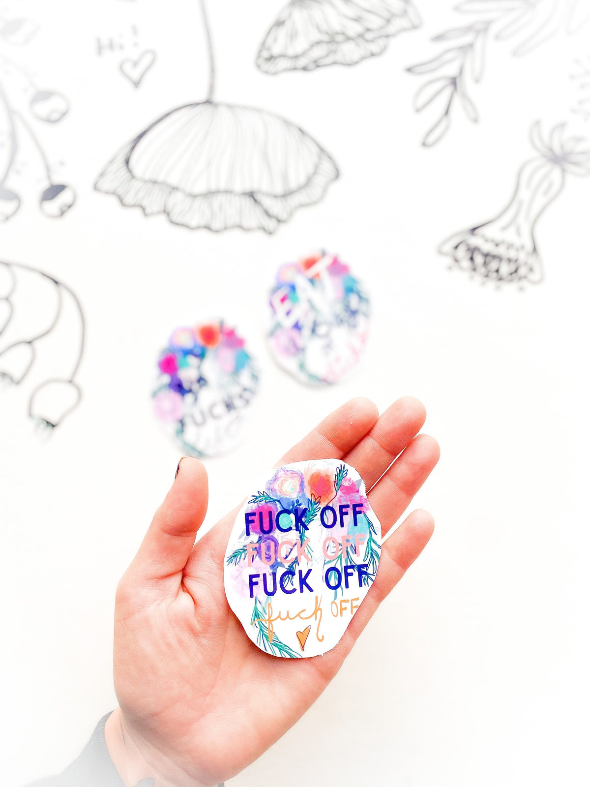 Set of 3 Profanity sticker for cell phone decal laptop accessory swear word sticker planner stickers for water bottle flower swear word gift