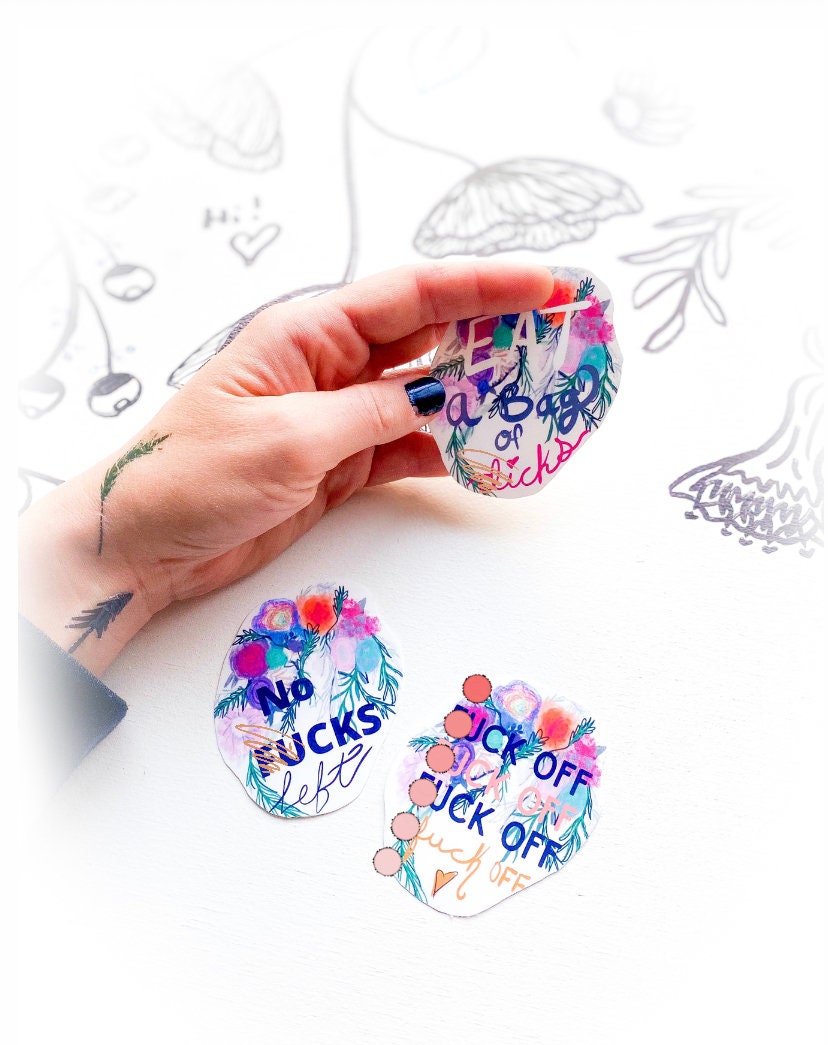 Set of 3 Profanity sticker for cell phone decal laptop accessory swear word sticker planner stickers for water bottle flower swear word gift