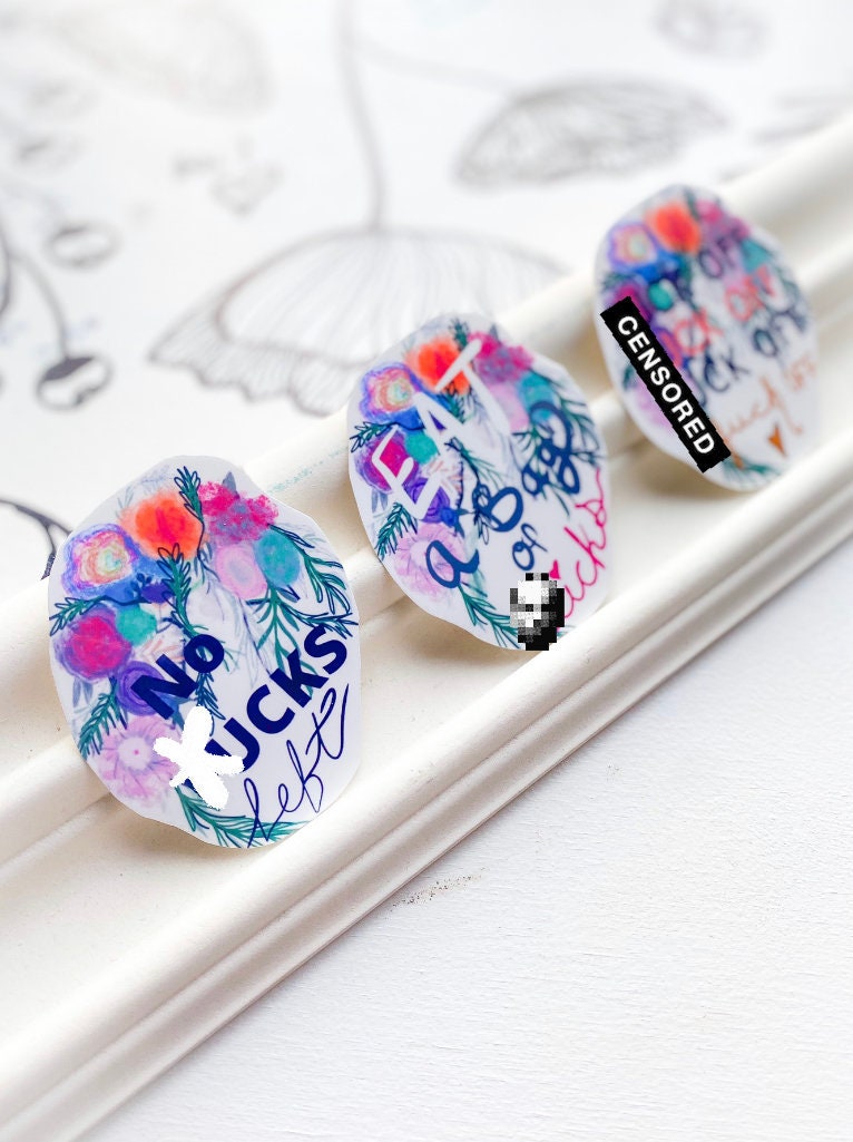 Set of 3 Profanity sticker for cell phone decal laptop accessory swear word sticker planner stickers for water bottle flower swear word gift