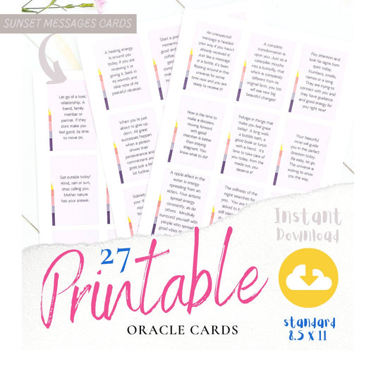 Printable Oracle Deck // Printable affirmation cards, mini oracle, affirmation cards, tarot cards, mini tarot deck, astrology print, oracle