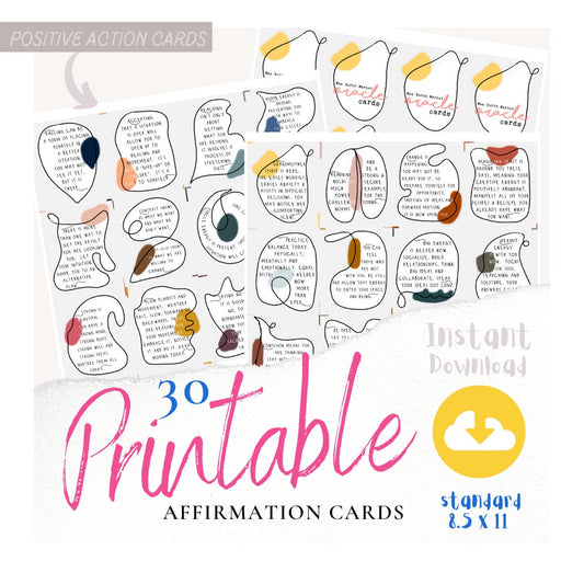 Printable Oracle Deck / Printable affirmation cards, mini oracle, line art print, oracle cards, tarot cards, mini tarot deck, abstract print