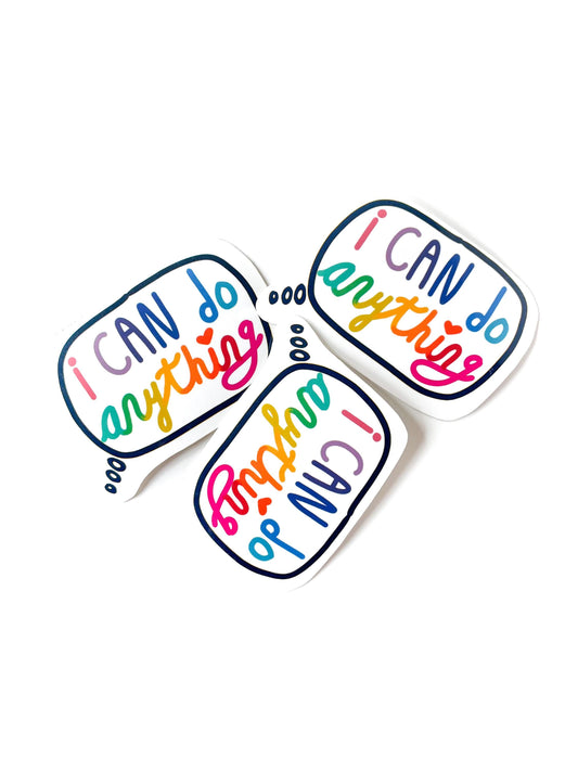 I Can Do Anything Sticker for kids Rainbow Waterproof Laptop Decal binder art student gift for kids pretty colour present stocking stuffer