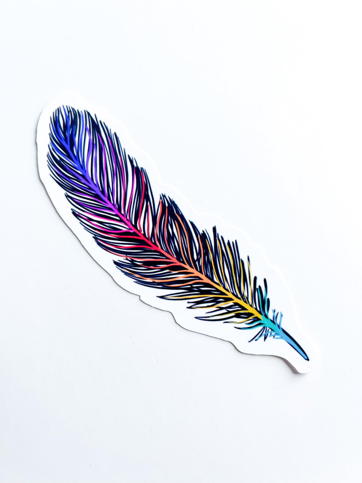 Rainbow Feather Sticker Glossy Vinyl Water-Resistant sticker for laptop pretty accessory decal for car waterproof sticker spirit theme gift