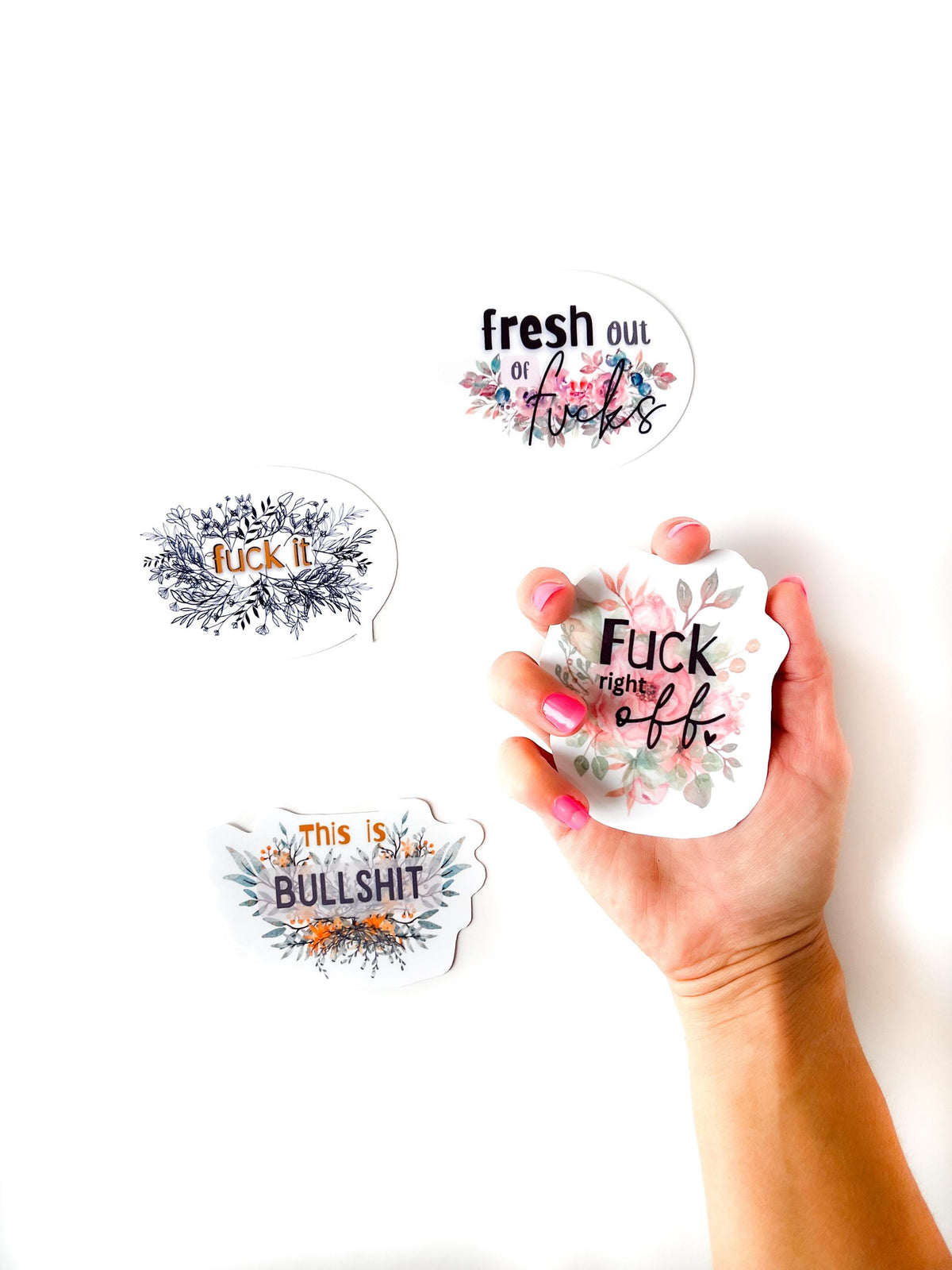 Funny Swear Word Sticker Pack: Floral Profanity, Adult Humor