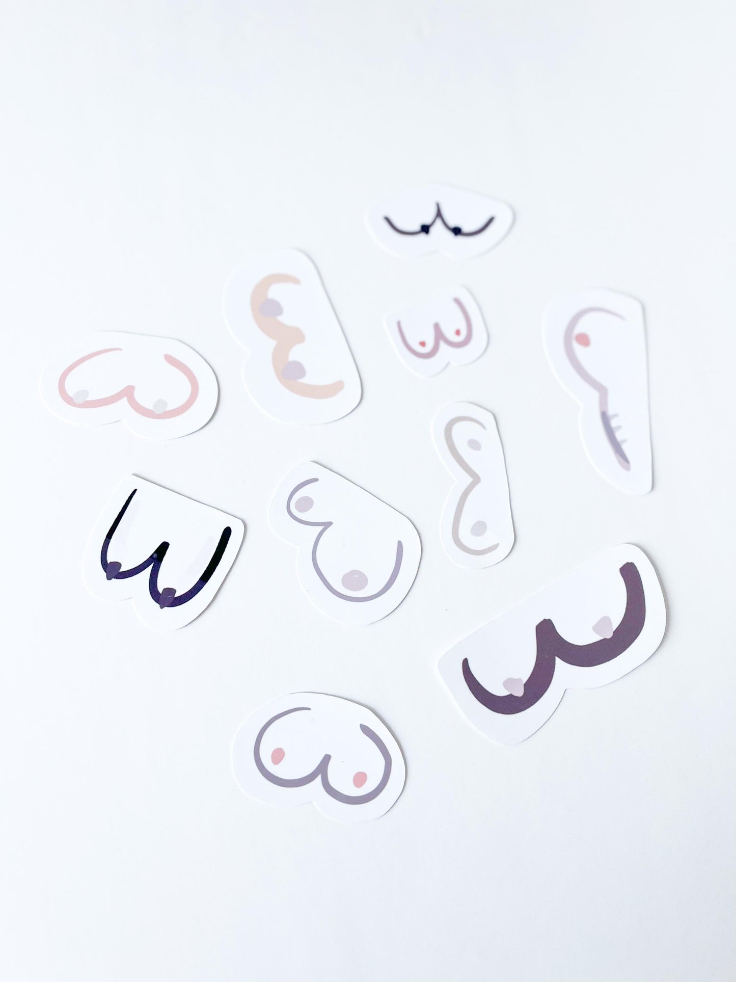Boob Stickers Body Positive Art Waterproof Vinyl Decals for laptop sticker for waterbottle gift for bridal shower party favour set (10 pc)