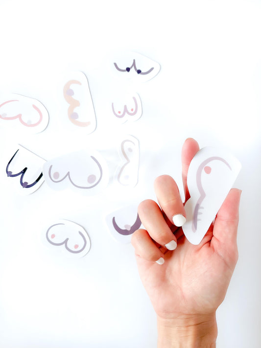 Boob Stickers Body Positive Art Waterproof Vinyl Decals for laptop sticker for waterbottle gift for bridal shower party favour set (10 pc)