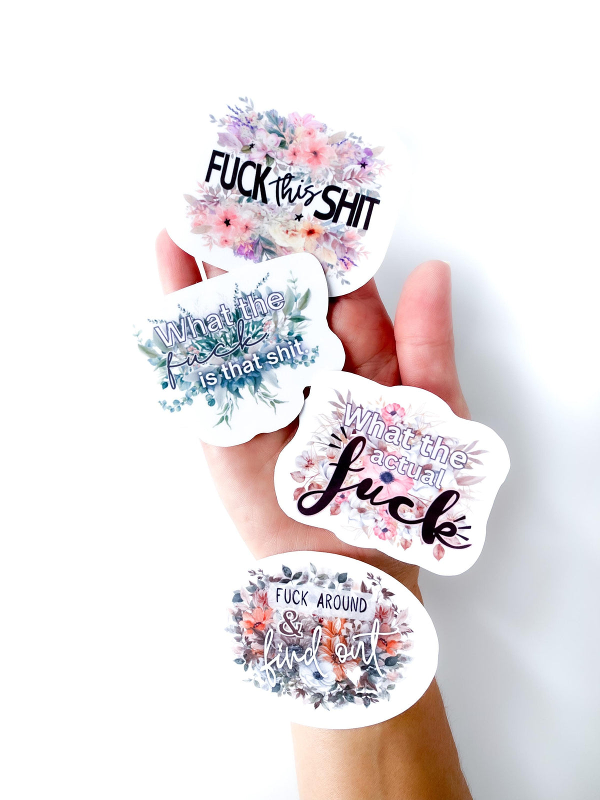 Funny Swear Word Sticker set: 4 Profanity Water Bottle sticker for laptop gift for coworker funny present for best friend adult humour gift