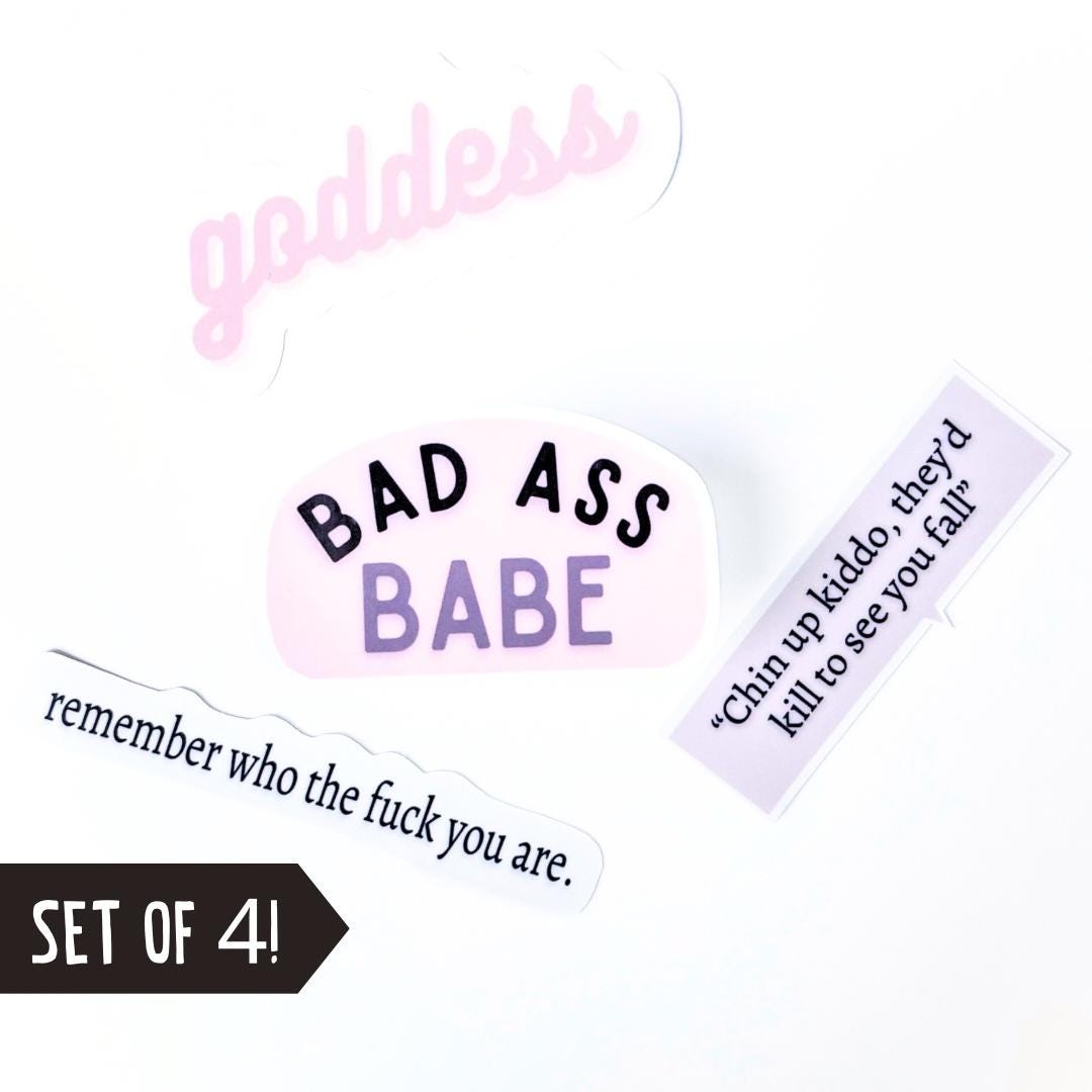Motivational stickers, sticker pack, bad ass babe, laptop sticker, gift for her, hydroflask sticker, Journal stickers, planner sticker, cell