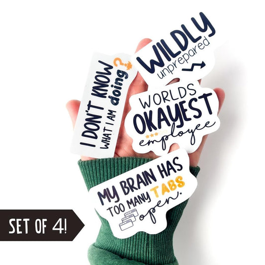 Worlds best employee Sticker set of 4 vinyl stickers for employee of the month Gag Gift Laptop Decal for water bottle office coworker gift