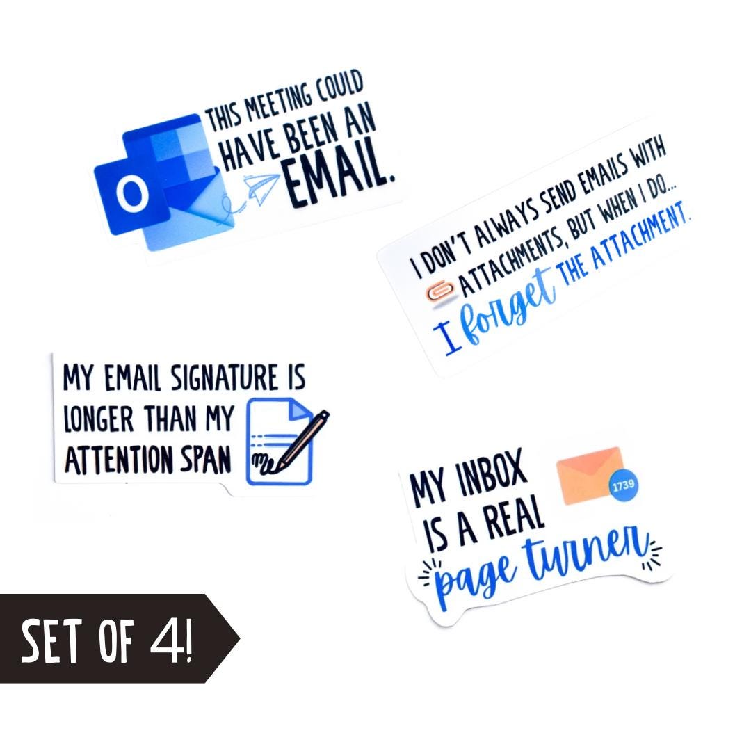 Funny Work Email Stickers | Set of 4