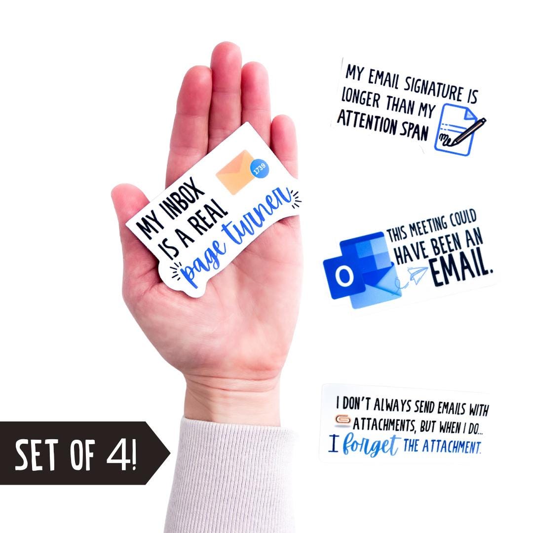 Funny Work Email Stickers | Set of 4
