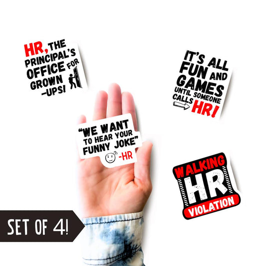 Funny HR Sticker Pack Set of 4: Waterproof Vinyl stickers, Coworker Gift, human resources