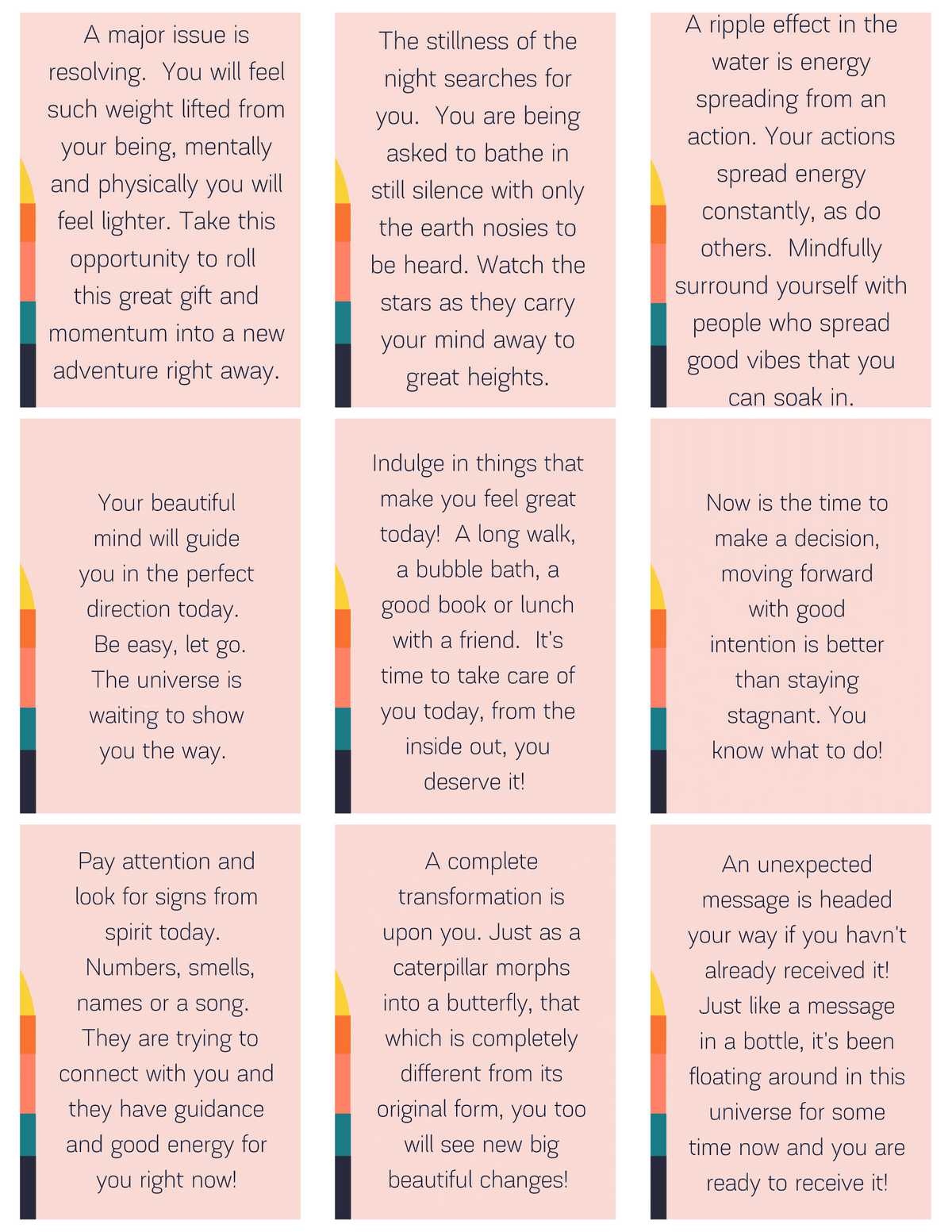 PRINTABLE AFFIRMATION CARDS - SUNSET MESSAGES