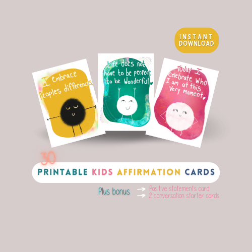 Printable Affirmation Cards for Kids | 30-Card PDF
