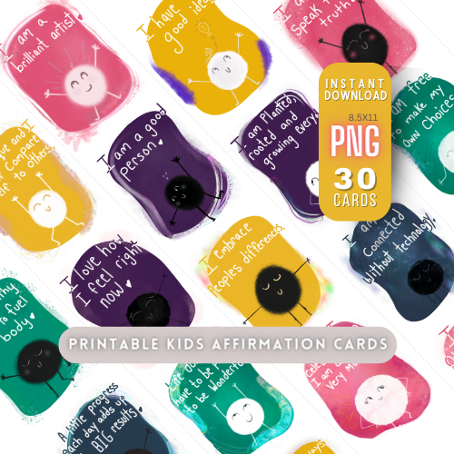 Printable Affirmation Cards for Kids | 30-Card PDF