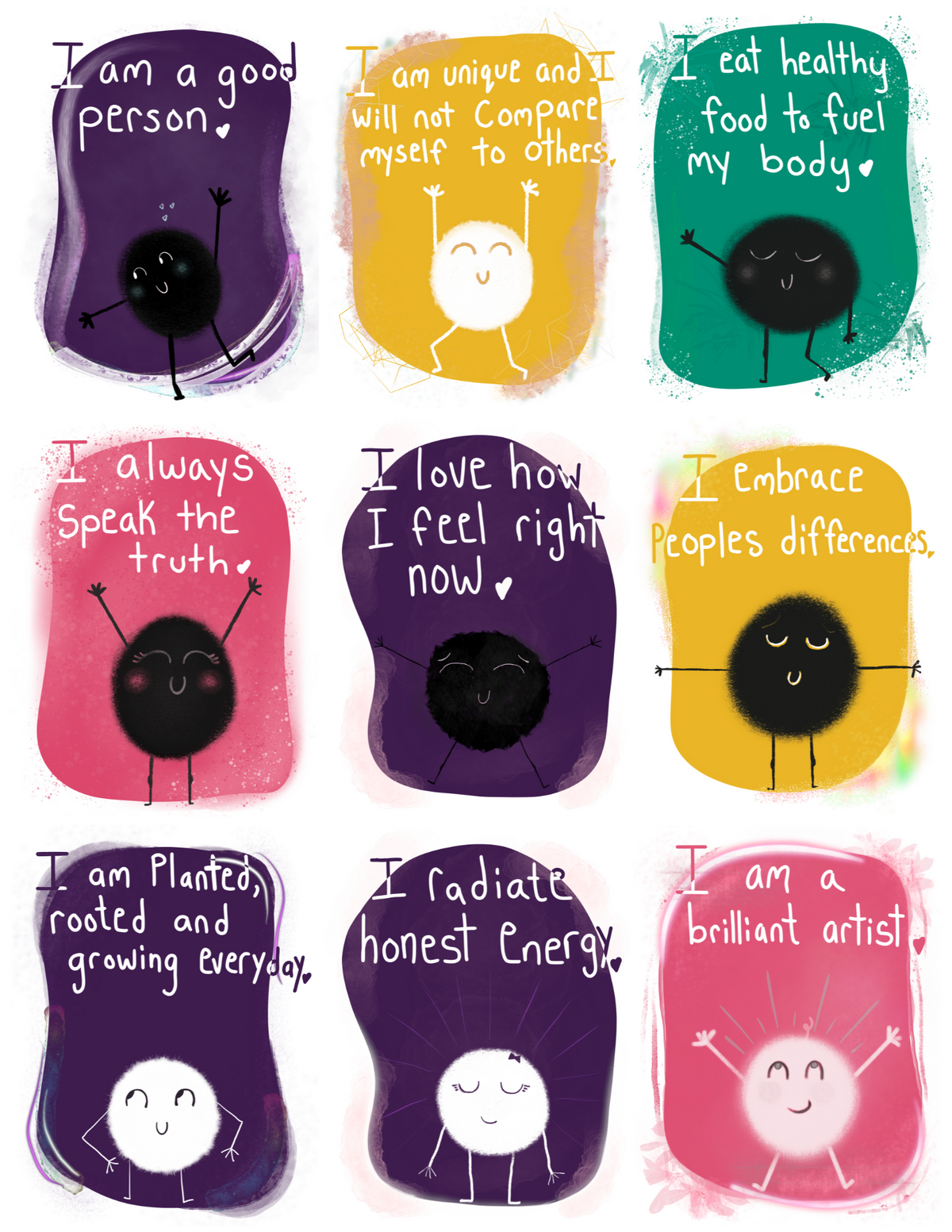 Printable Affirmation Cards for Kids | 30-Card PDF